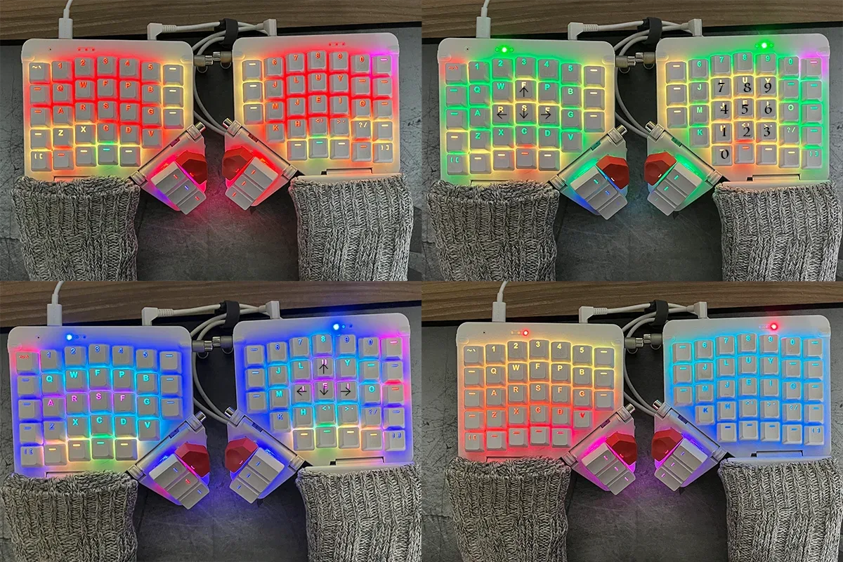 four colorful keyboad layouts